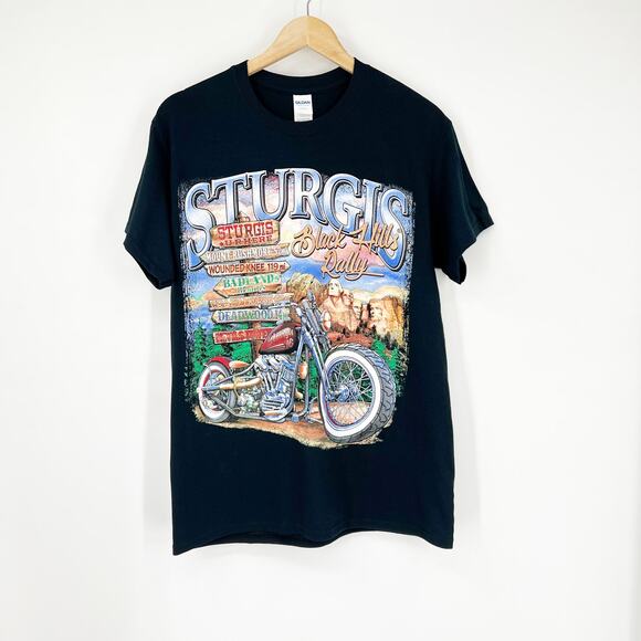 Sturgis Black Hills Motorcycle Rally Black Graphic T-Shirt Men's Size Medium - Picture 2 of 4